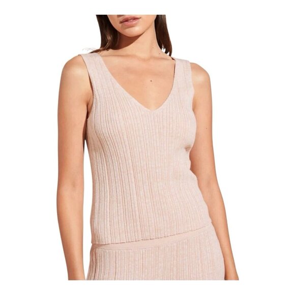 Eberjey Infinite V-Neck Ribbed Sweater Tank Peach Parfait X-Large Loungewear - Picture 2 of 10